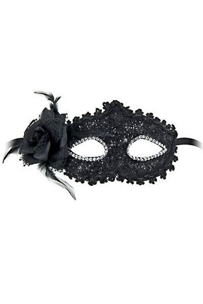 Masque Venetien avec fleur Bella Figura - noir