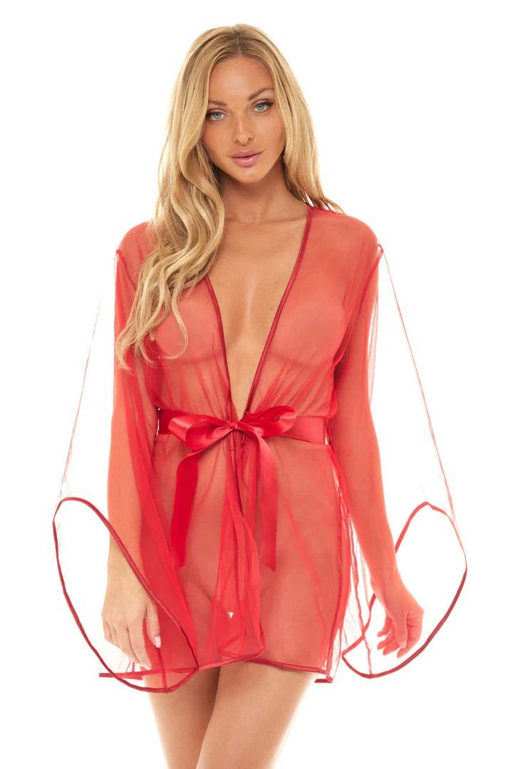 Mesh negligee with ample sleeves Sydney - red