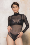 Body en tulle avec manches longues Atmosphere - noir