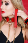Collier & Laisse en cuir vegan - rouge/or