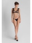Nuit Fauve thong in bi-material openable with pleated transparent tulle