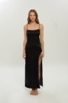 Luna silk maxi dress with slit and halter