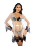 Deshabillé court Mini en tulle et dentelle