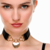 Collier Diva en satin avec pendentif coeur - or rose
