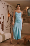Robe Diane longue en soie ornée de biais contrastés